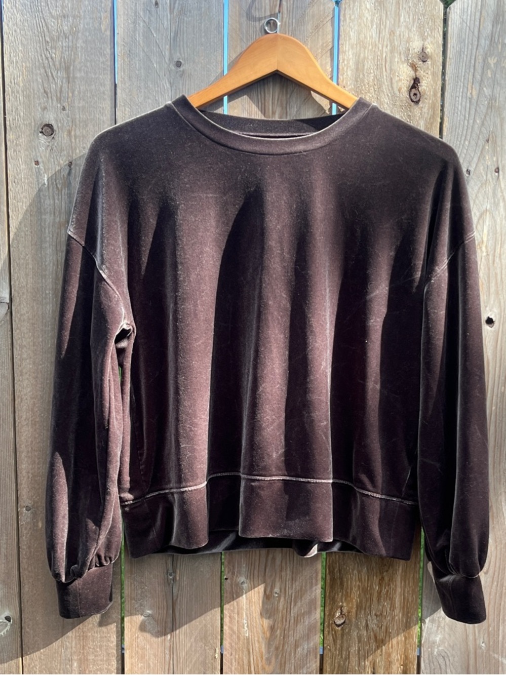Madewell Chocolate Velour Relaxed Crewneck Sweatshirt